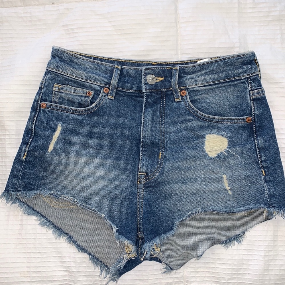 High waisted denim shorts